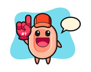 Soap illustration cartoon with number 1 fans glove