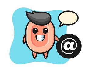 Cartoon illustration of soap standing beside the at symbol