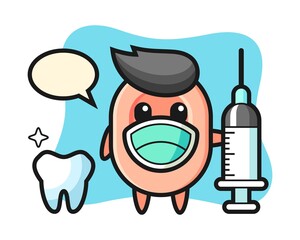 Mascot character of soap as a dentist