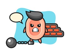 Character mascot of soap as a prisoner