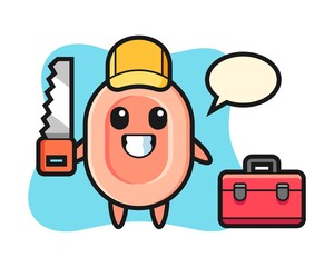 Illustration of soap character as a woodworker