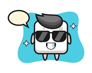 Cartoon mascot of sugar cube with cool gesture