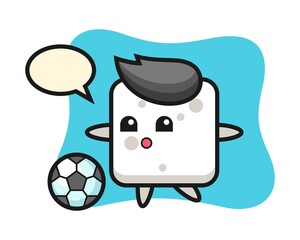 Illustration of sugar cube cartoon is playing soccer