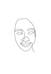 Continuous one line art of beautiful woman Ilustration. Minimalist line art of portrait girl. Abstract women face.