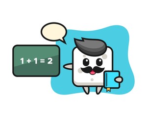 Illustration of sugar cube character as a teacher
