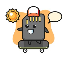 SD card character illustration ride a skateboard