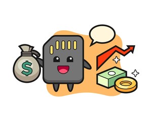 SD card illustration cartoon holding money sack