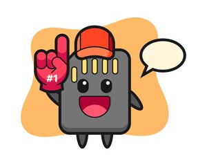 SD card illustration cartoon with number 1 fans glove