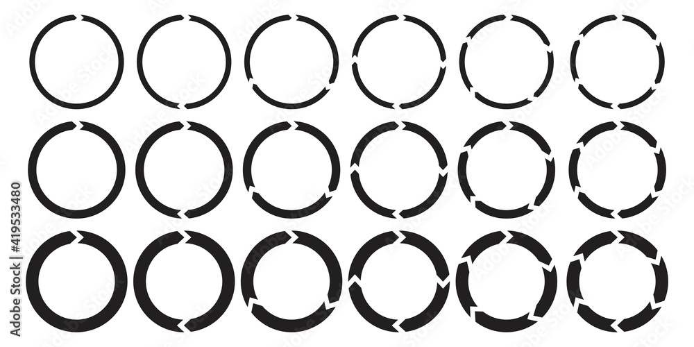 Poster circles arrows. arrow icon collection. cursor arrow icon set. arrow vector collection. stock image. 