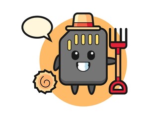 Mascot character of SD card as a farmer
