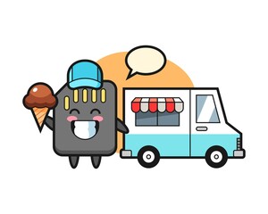 Mascot cartoon of SD card with ice cream truck