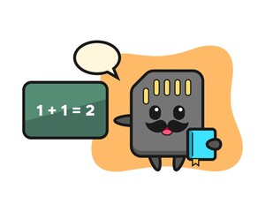 Illustration of SD card character as a teacher