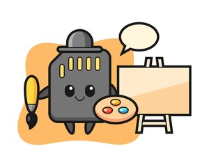 Illustration of SD card mascot as a painter