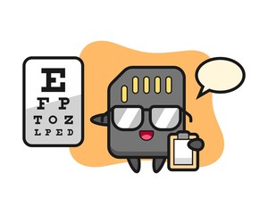 Illustration of SD card mascot as a ophthalmology