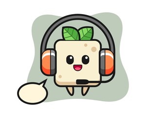 Cartoon mascot of tofu as a customer service
