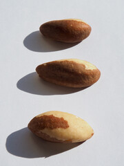 흰색배경과 유기농 브라질너트 
