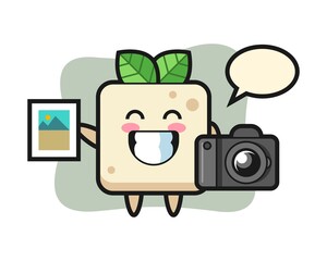 Character illustration of tofu as a photographer