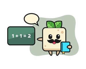 Illustration of tofu character as a teacher