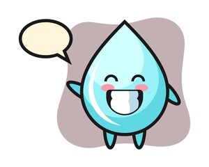 Water drop cartoon character doing wave hand gesture