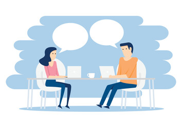 Meeting and chatting on the desk