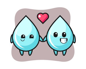 Obraz premium Water drop cartoon character couple with fall in love gesture