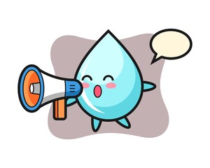 Water drop character illustration holding a megaphone