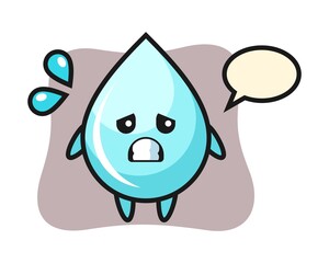 Water drop mascot character with afraid gesture