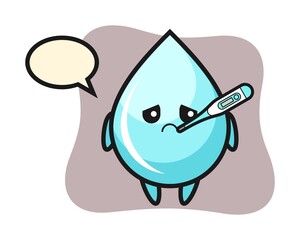 Water drop mascot character with fever condition