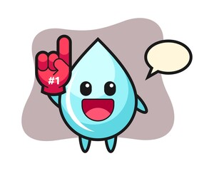 Water drop illustration cartoon with number 1 fans glove
