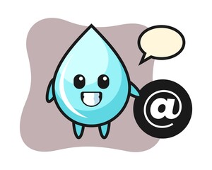 Obraz premium Cartoon illustration of water drop standing beside the At symbol