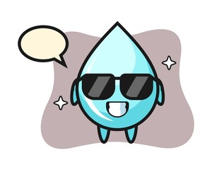 Cartoon mascot of water drop with cool gesture