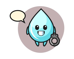 Cartoon mascot of water drop as a police
