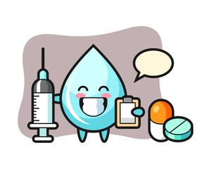 Mascot illustration of water drop as a doctor