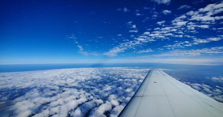 Fototapeta na wymiar airplane over the clouds