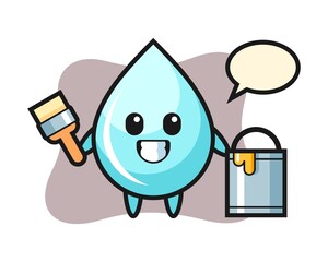 Character illustration of water drop as a painter
