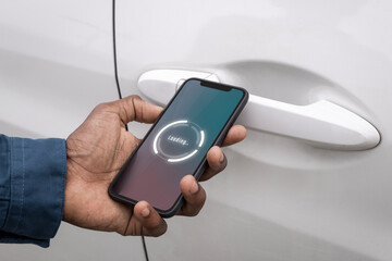 Unlocking smart car by mobile phone application