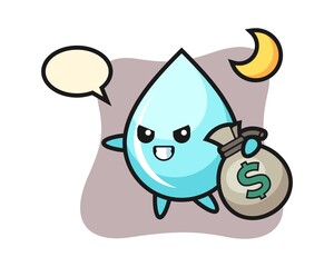 Illustration of water drop cartoon is stolen the money