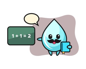 Illustration of water drop character as a teacher
