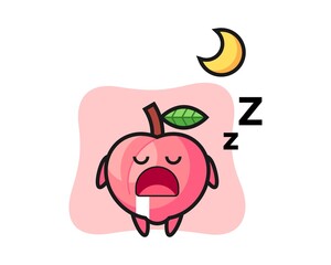 Peach character illustration sleeping at night