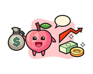 Peach illustration cartoon holding money sack