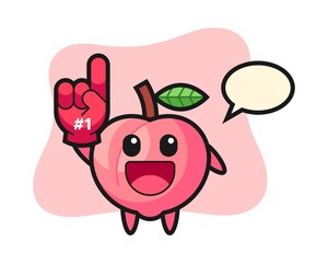 Peach illustration cartoon with number 1 fans glove