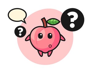 Cartoon illustration of peach with the question mark
