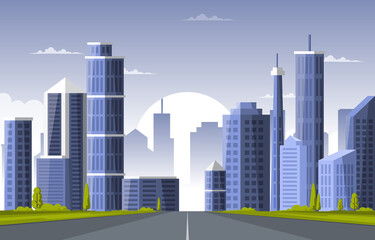 Street City Building Construction Cityscape Skyline Business Illustration