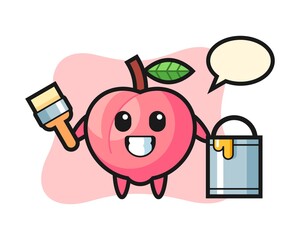 Character illustration of peach as a painter