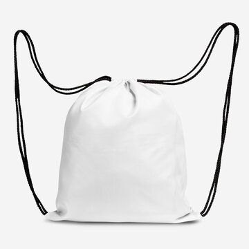 Simple White Drawstring Bag With Black Rope