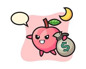 Fototapeta premium Illustration of peach cartoon is stolen the money