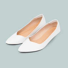 Fototapeta premium Women&rsquo;s white low heel shoes fashion
