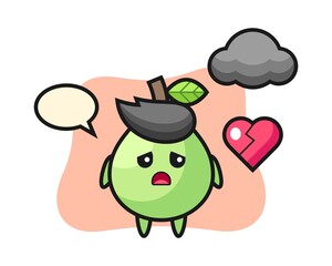 Fototapeta premium Guava cartoon illustration is broken heart
