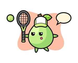 Cartoon character of guava as a tennis player