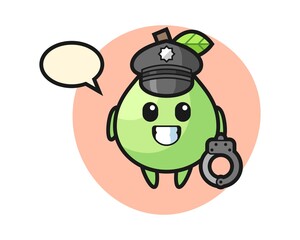 Cartoon mascot of guava as a police